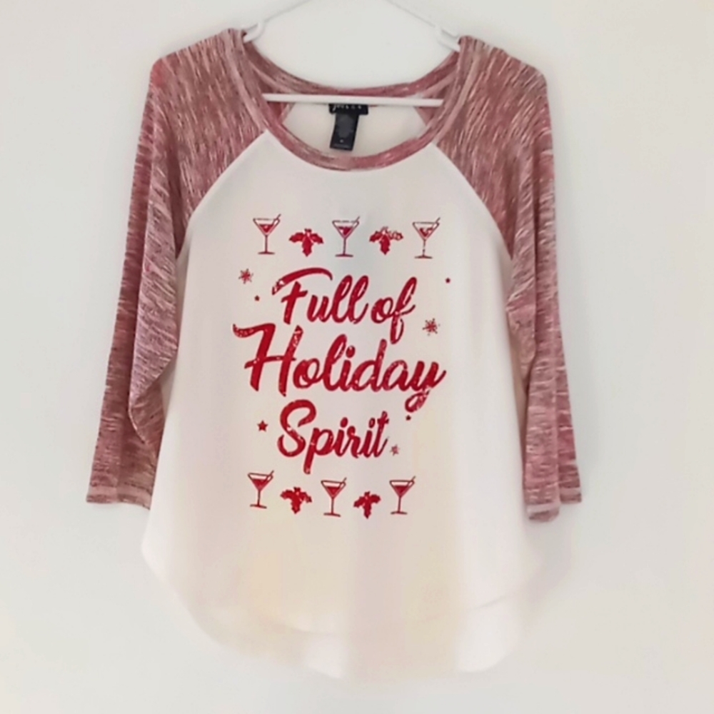 Joei & I Full Of Holiday Spirit 3/4 Sleeve Tee Shirt Size PL